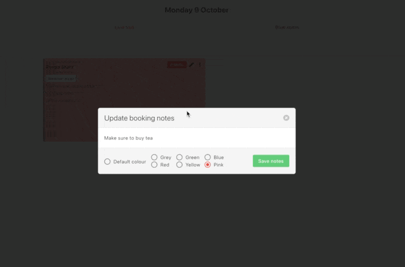 An image of the Jammed dashboard, showing blocks for bookings under the given rooms