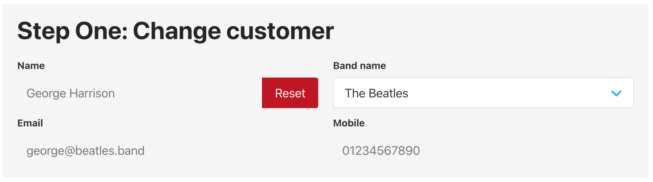 Changing a regular booking customer and band