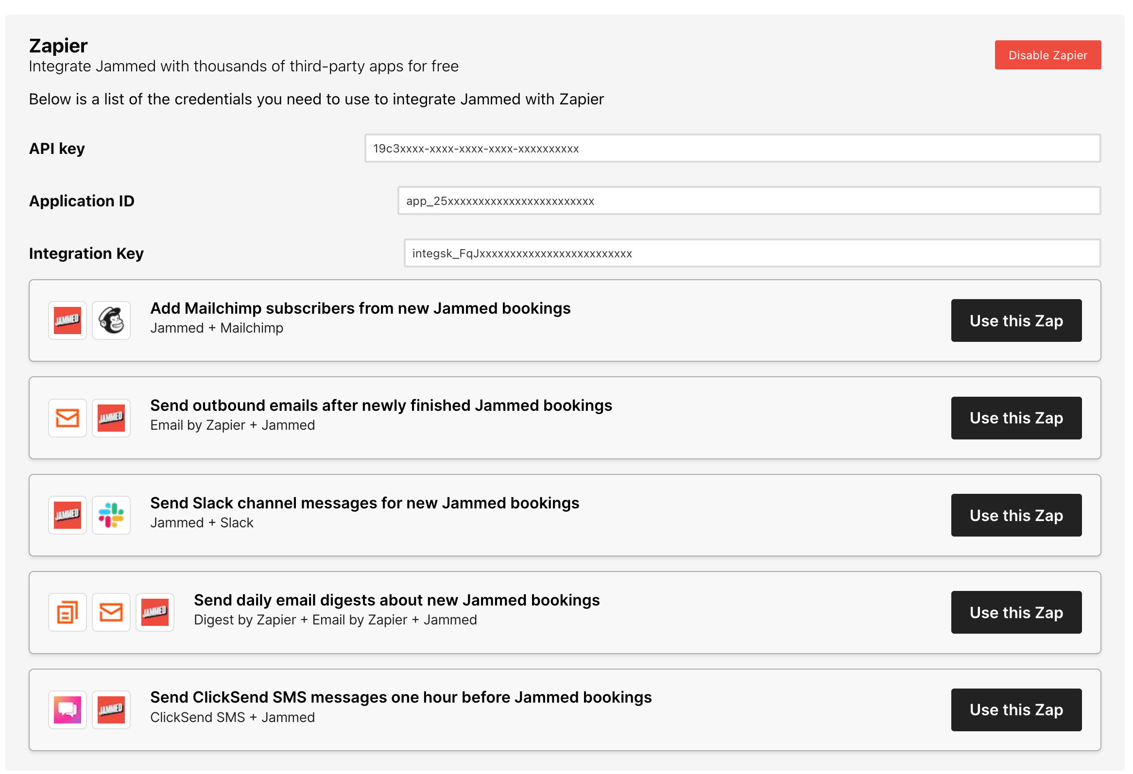 Zapier API keys