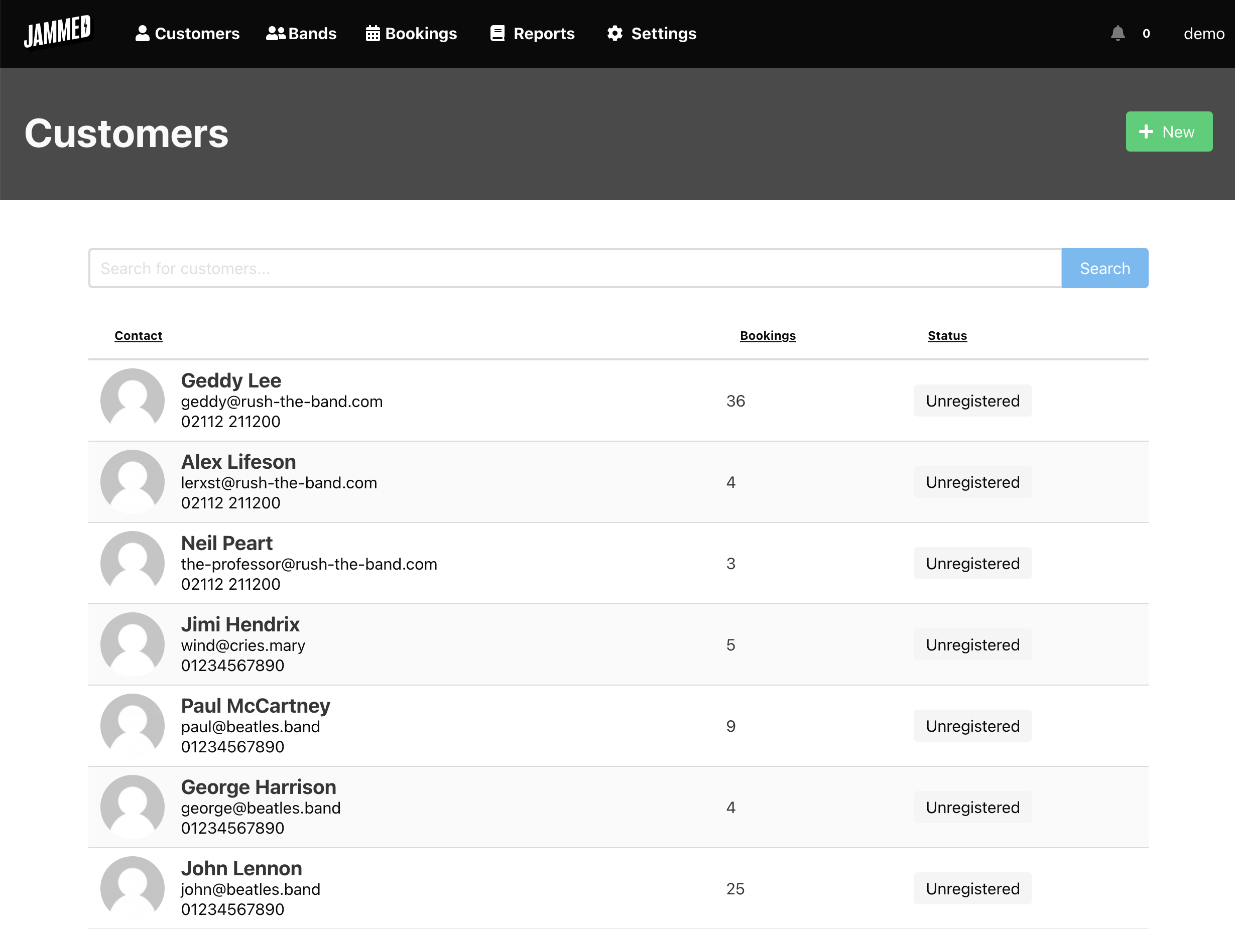 Customers index view