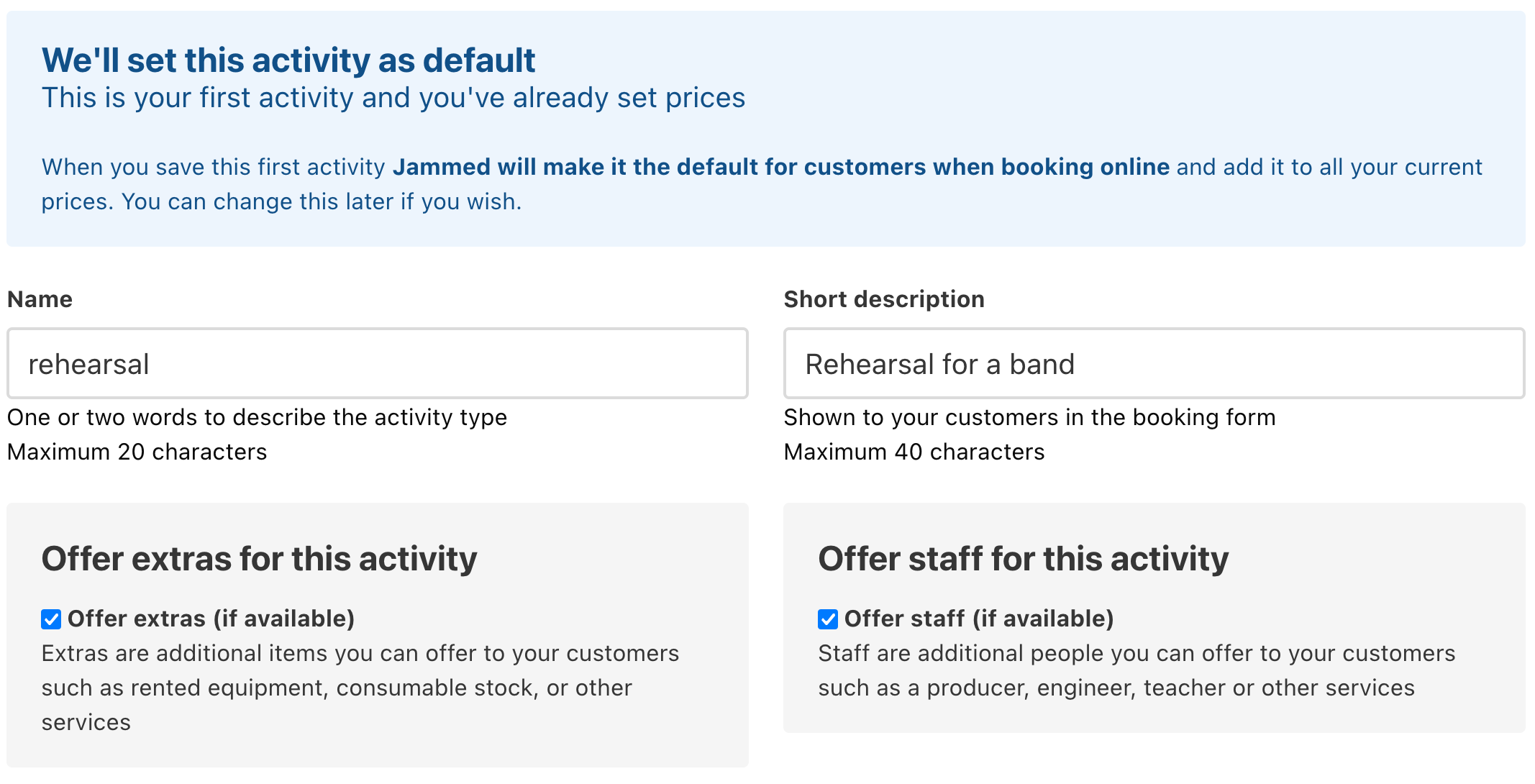 Set default activity